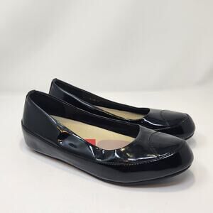 FitFlop Due Black Patent Leather Ballet Flat Women Size 41 US 9 Platform Comfort